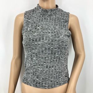 American Eagle Ribbed Mock Neck Tank Top Gray SM